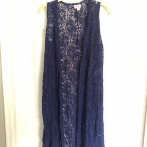 LuLaRoe Navy Blue Lace Vest